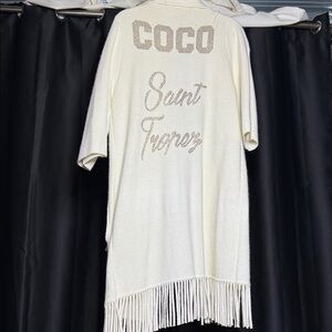 Coco Saint Tropez Fringe Cardigan size S/M